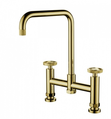 Henry Holt Bridge Mixer Kitchen Tap - Gold Brass